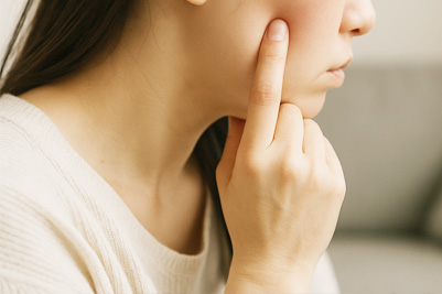 腫れや内出血、むくみを心配する様子